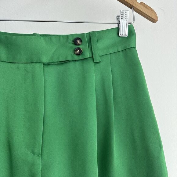 REISS Shorts Womens 4 US Green High Waist Pleated Sofie Old Money Quiet Luxury - Picture 4 of 15